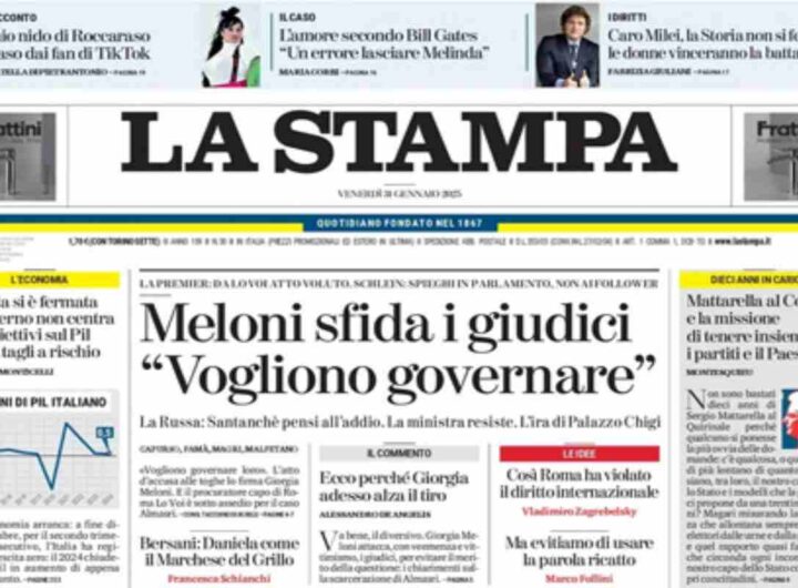 La Stampa, prima pagina di oggi