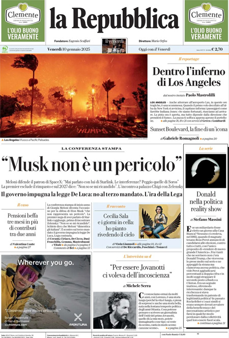 La Repubblica del 10 gennaio