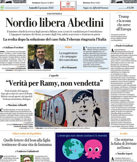 La Repubblica del 13 gennaio