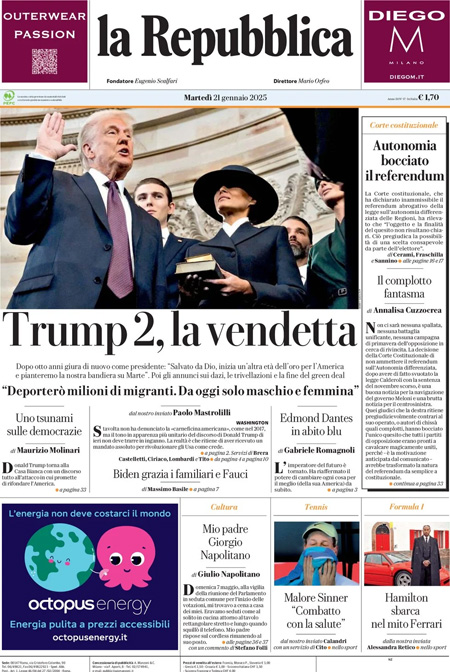 La Repubblica del 21 gennaio