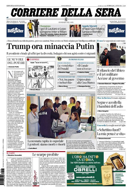 Il Corriere della Sera del 23 gennaio