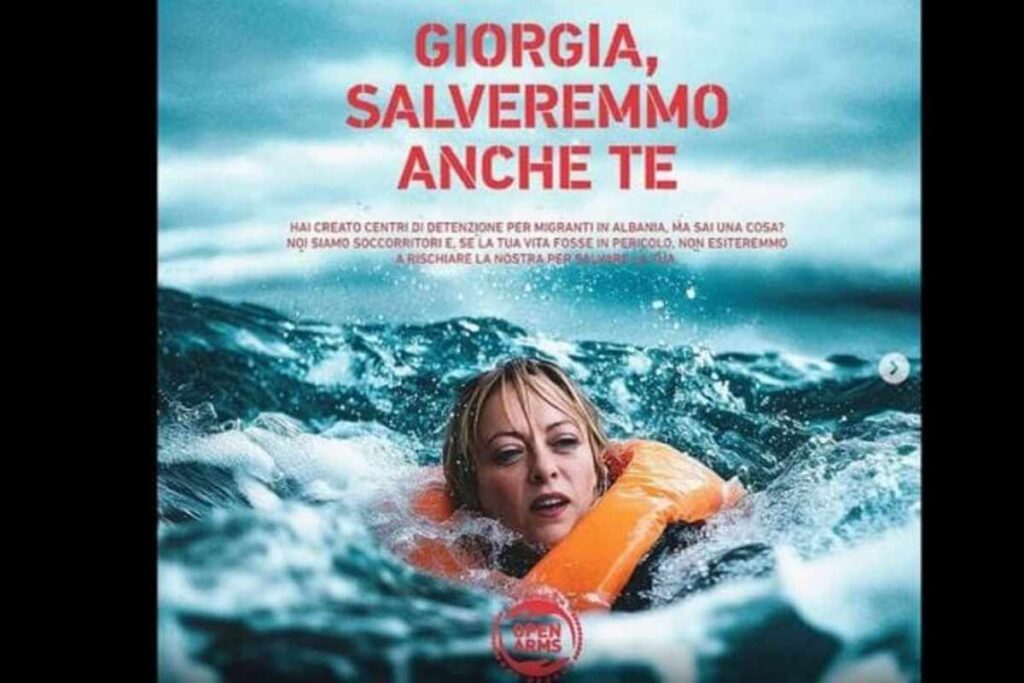 Giorgia Meloni campagna migranti Open Arms