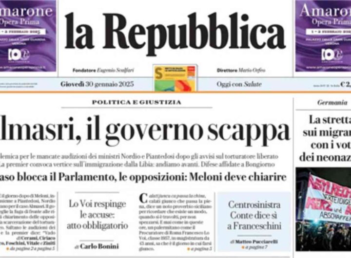 La prima pagina di Repubblica