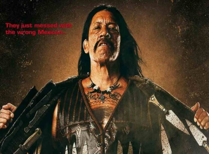 La locandina del film Machete, di Robert Rodriguez, con l'attore Danny Trejo in evidenza