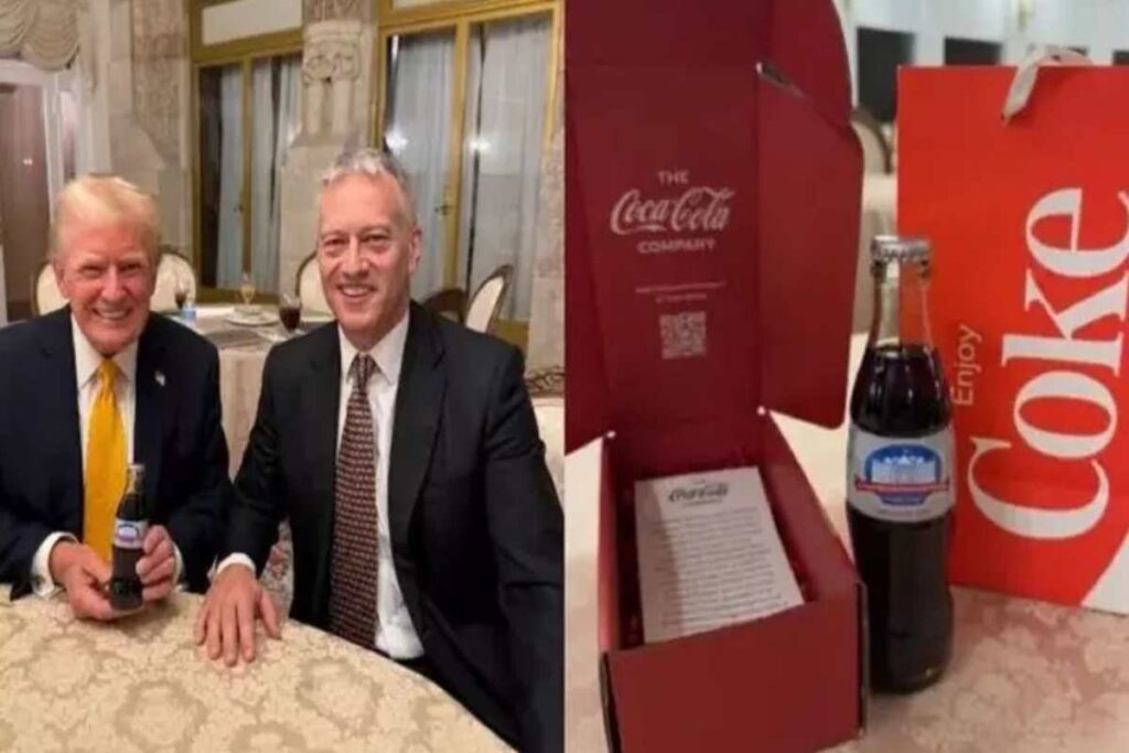 La bottiglia speciale di Coca Cola che celebra l'insediamento di Trump