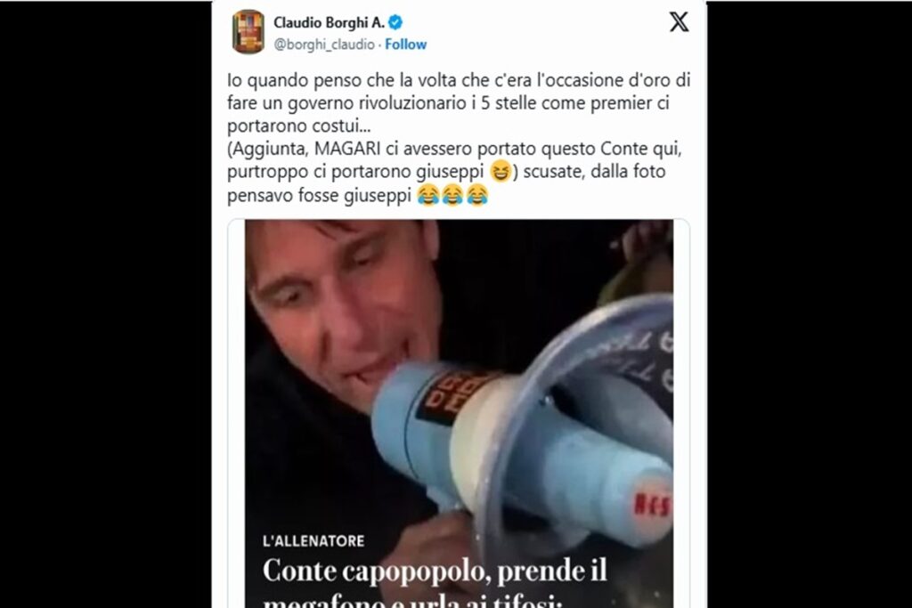 La gaffe del senatore Borghi su Giuseppe Conte