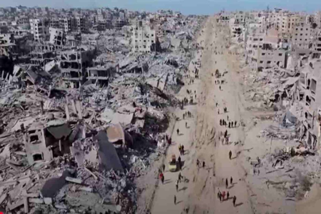 Il drone che mostra Gaza distrutta