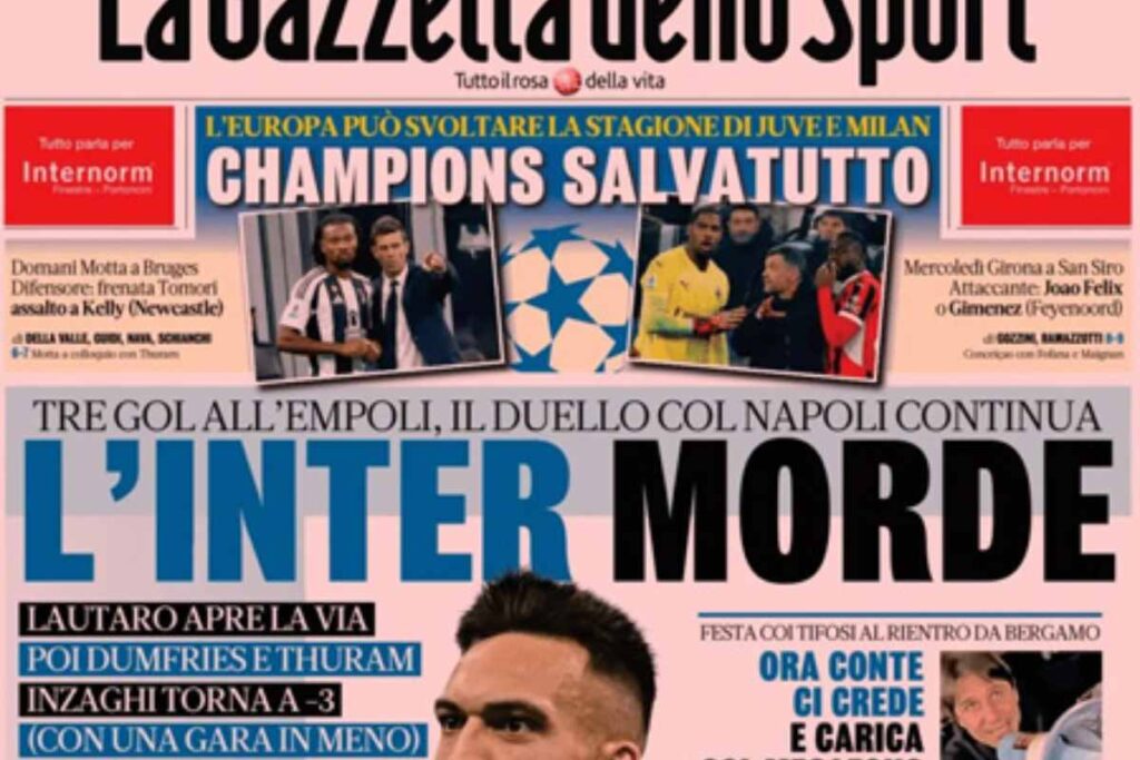 gazzetta dello sport oggi 20/1/25