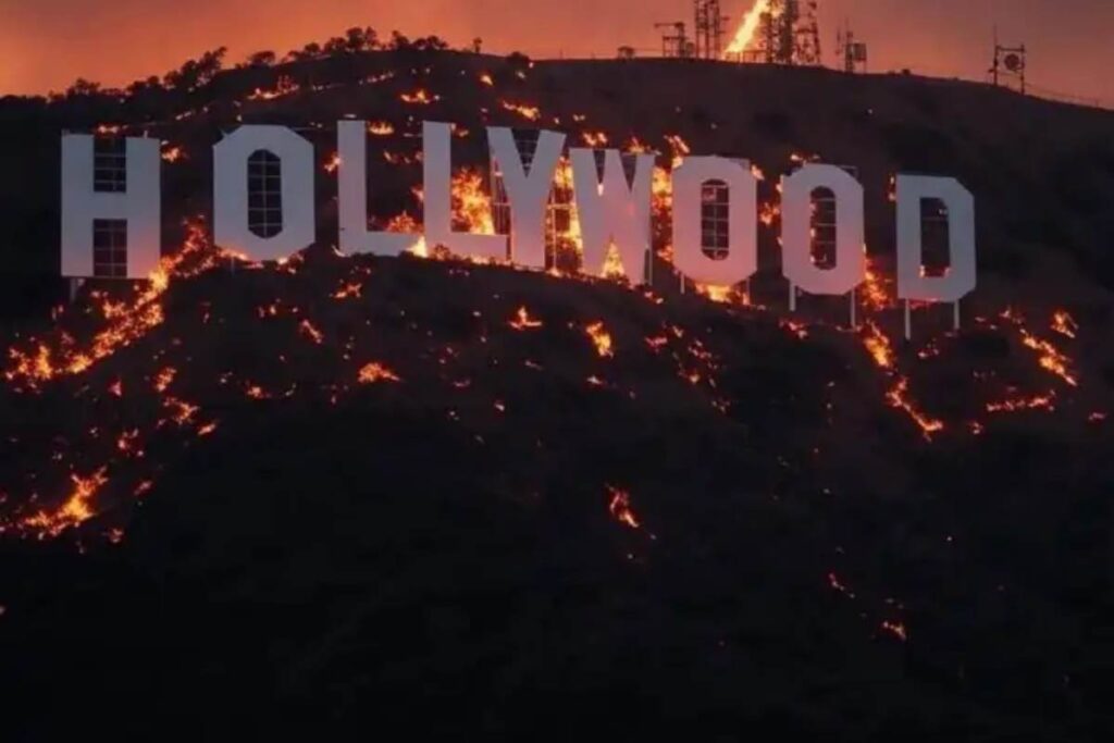 Incendi in california, brucia la collina di hollywood