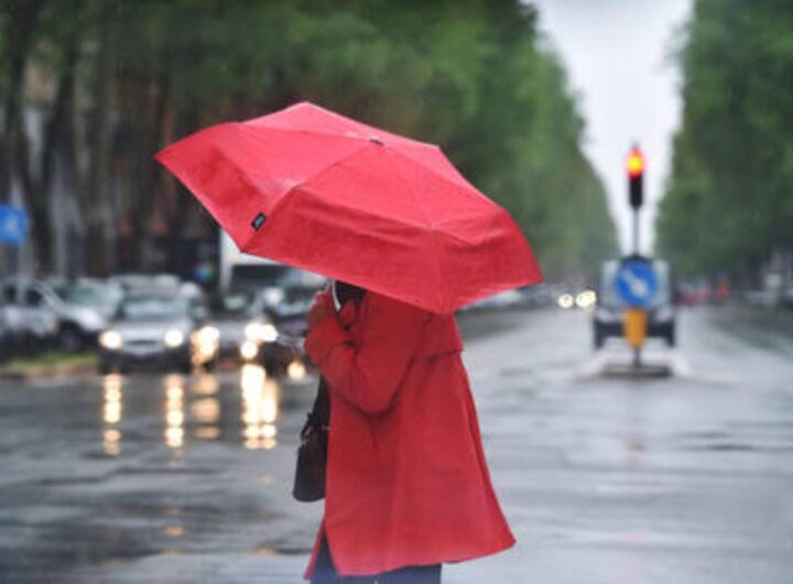 Una donna con un ombrello a Torino