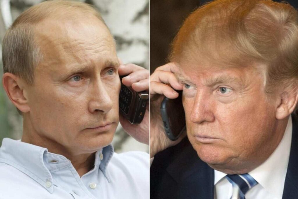 Putin a sinistra, Trump a destra