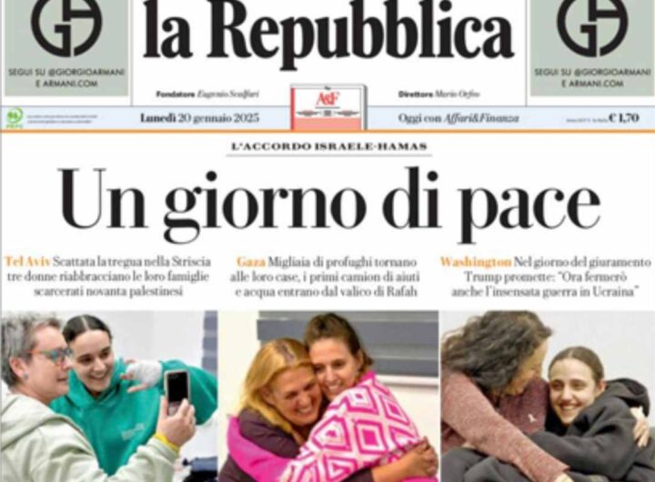 prima pagina repubblica oggi 20 gennaio 2025