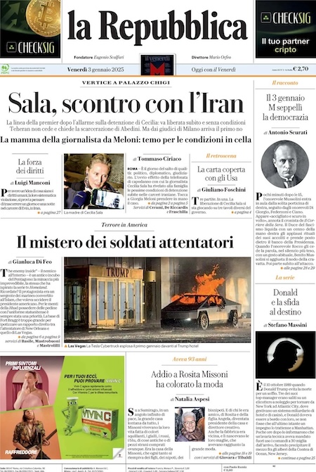 La Repubblica del 3 gennaio