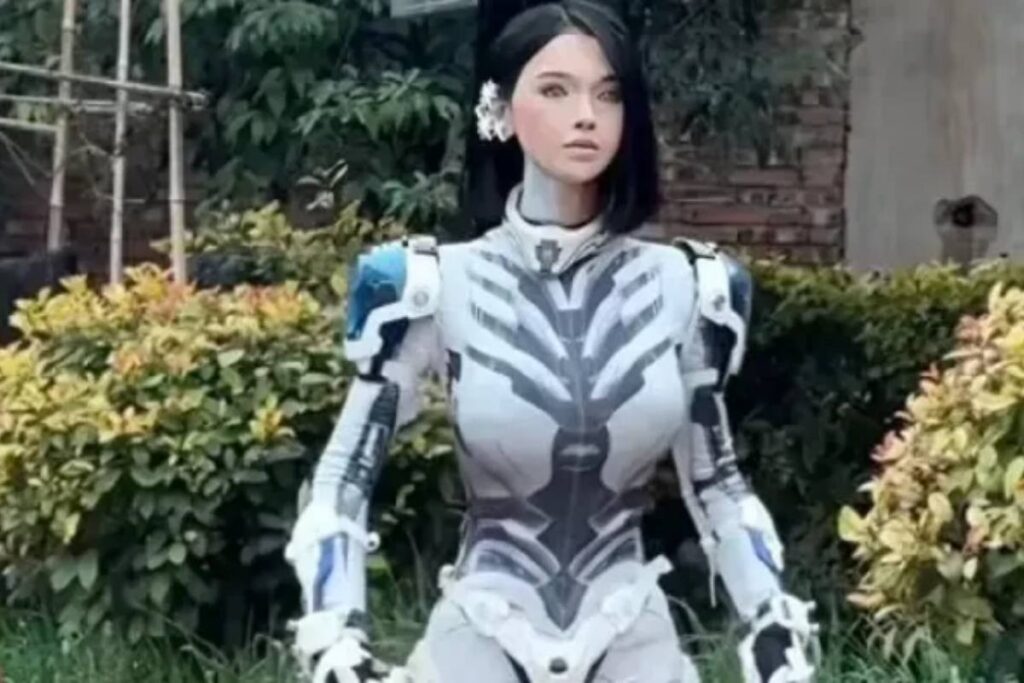 ragazza vestita da robot