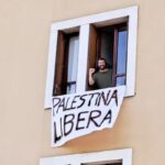 Giulio Tonincelli e lo striscione per la palestina