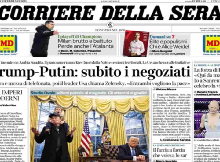 Il Corriere della Sera, la prima pagina di oggi