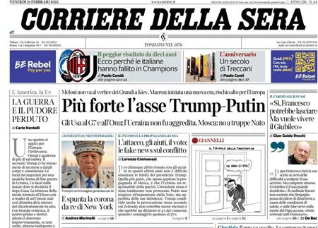 Il Corriere della Sera, la prima pagina di oggi