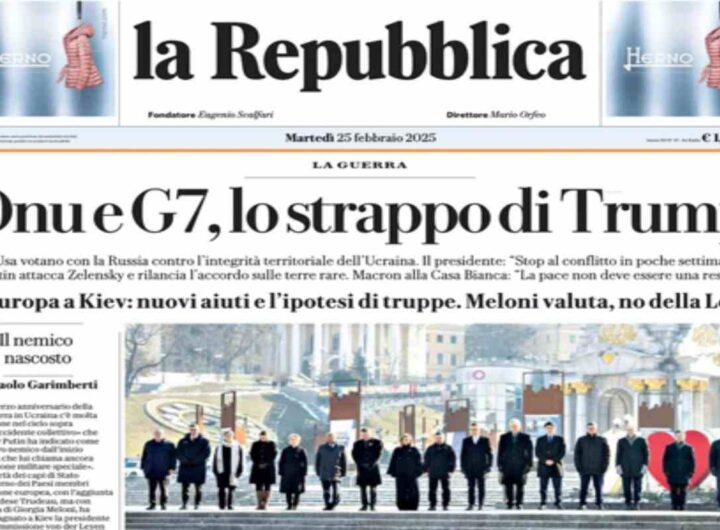 La prima pagina di oggi di Repubblica