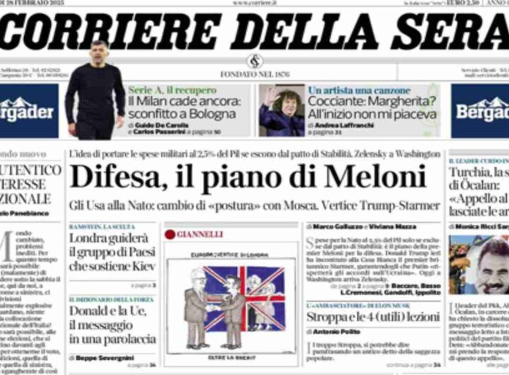 Il Corriere della Sera, la prima pagina di oggi