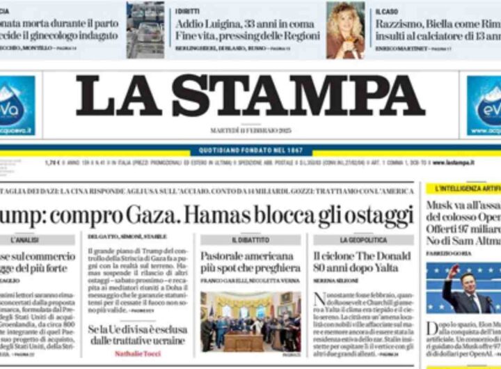 La Stampa, la prima pagina di oggi