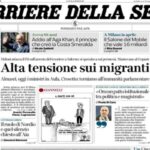 Il Corriere della Sera, la prima pagina di oggi