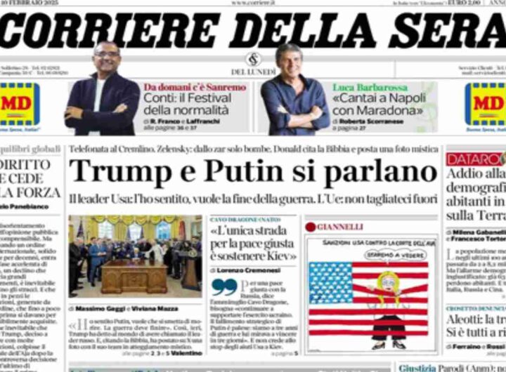 Il Corriere della Sera, la prima pagina di oggi