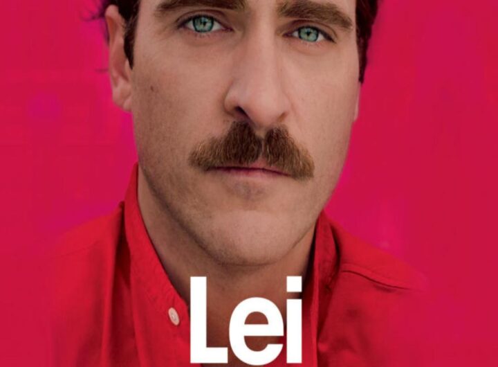 La locandina del film Lei, di Spike Jonze, con l'attore Joaquin Phoenix in evidenza