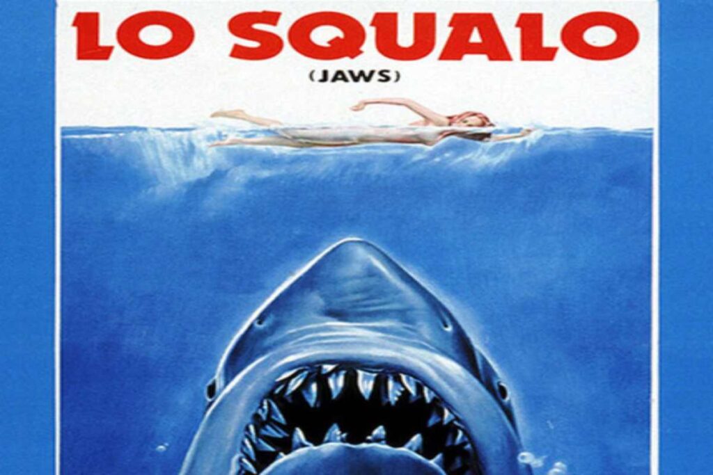 L'iconica locandina del film Lo squalo, di Steven Spielberg