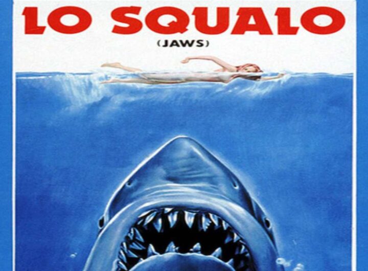 L'iconica locandina del film Lo squalo, di Steven Spielberg