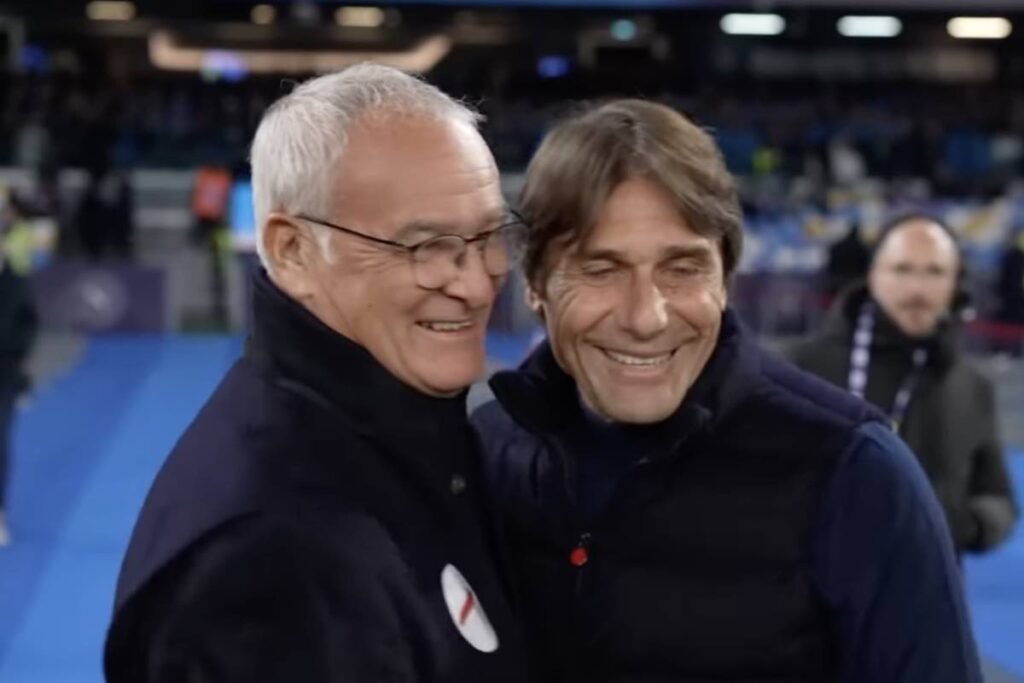 Ranieri e Conte si salutano prima di Napoli-Roma