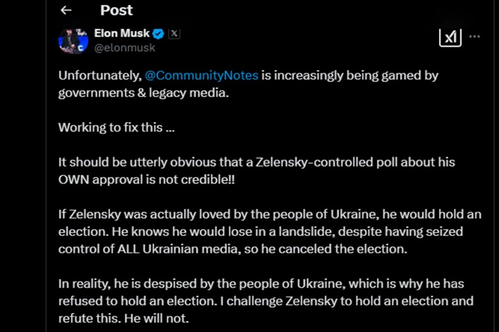 Il tweet di Elon Musk su Zelensky: "Si nutre dei cadaveri dei soldati ucraini"