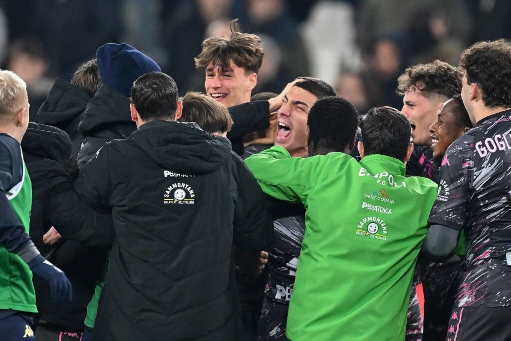 festa dell'empoli dopo la vittoria in coppa italia contro la juve