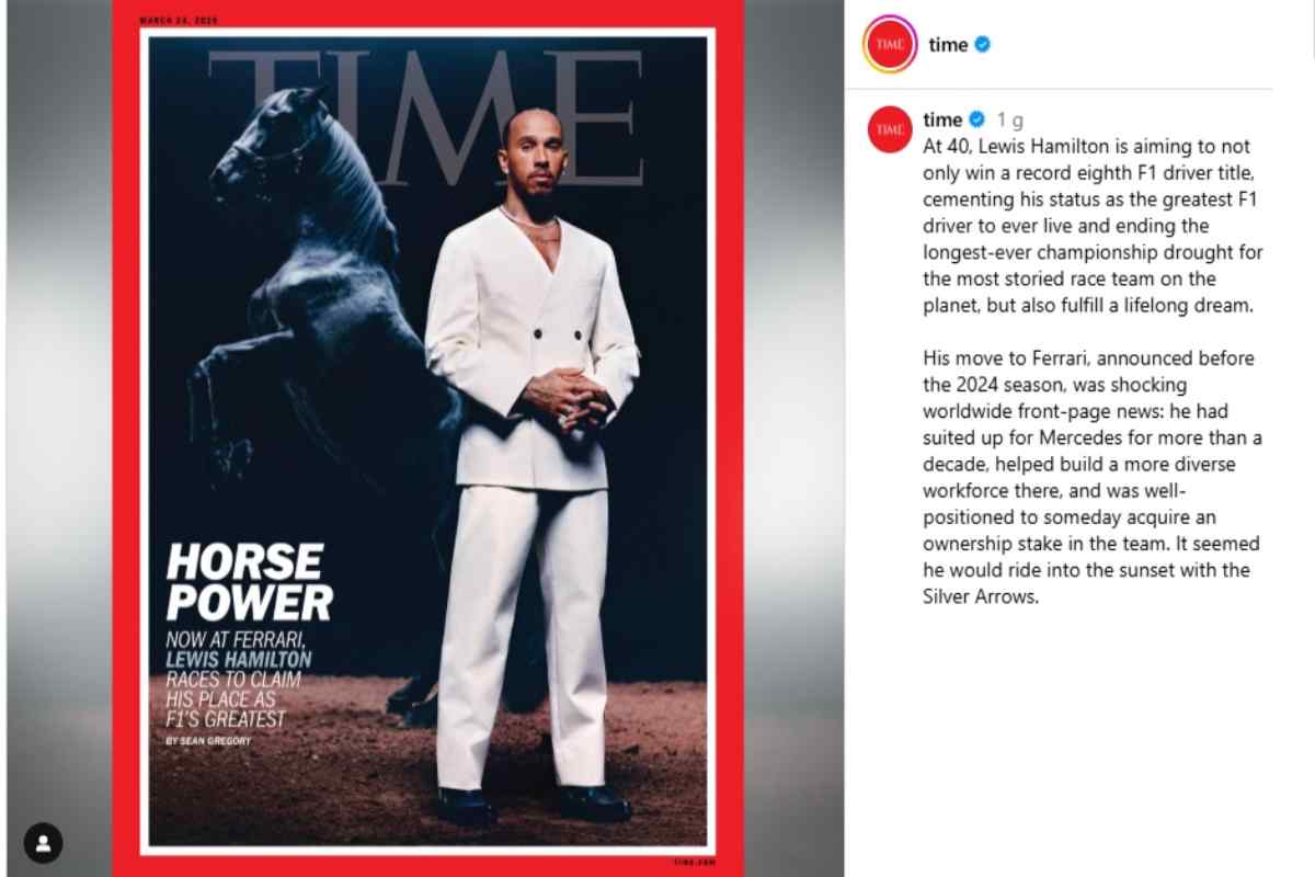 Nella foto Instagram, Hamilton sulla copertina del Time