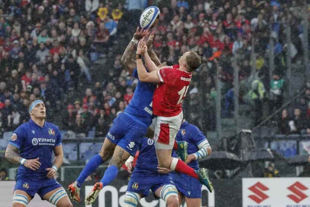 una azione durante italia galles sei nazione rugby