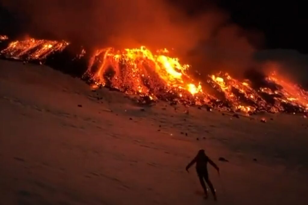 sciare vicino lava sull'etna