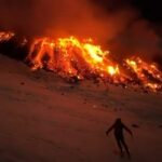 sciare vicino lava sull'etna