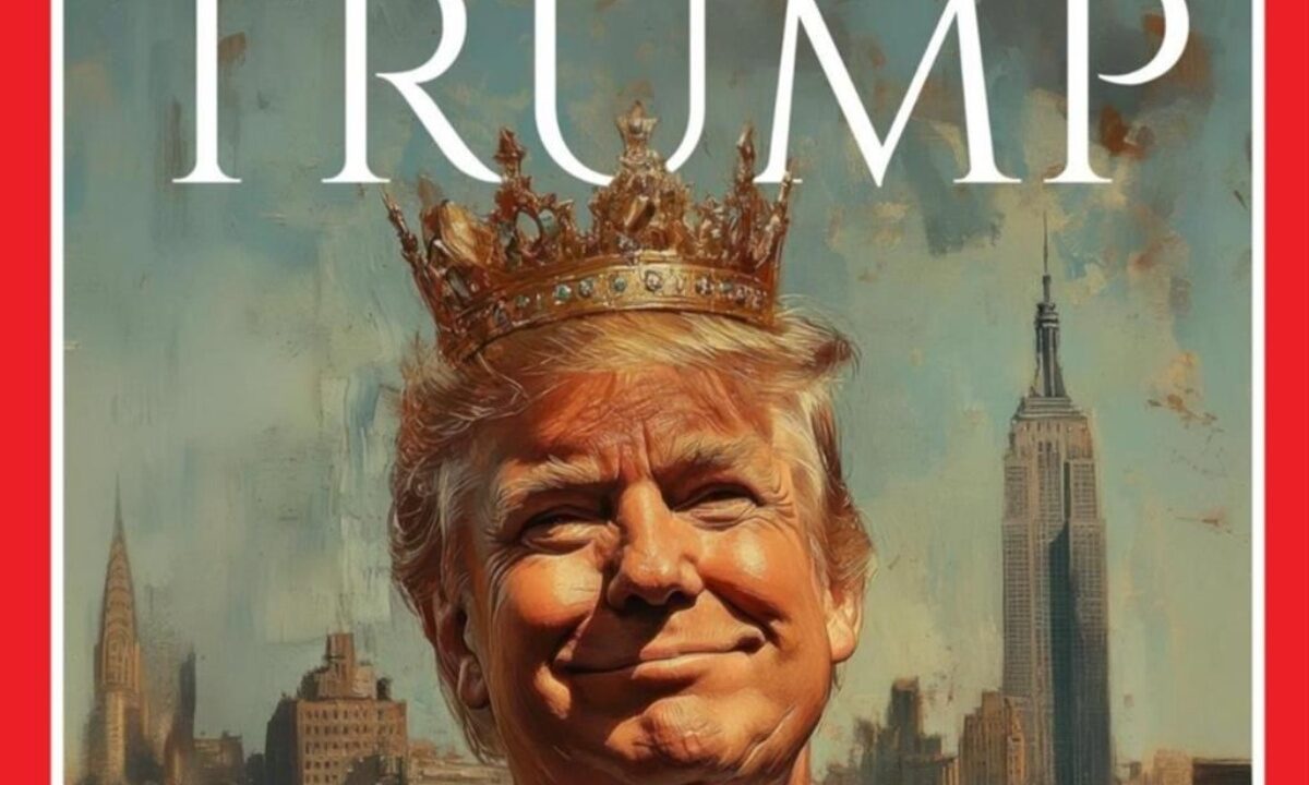 La copertina del fake Time con Trump incoronato