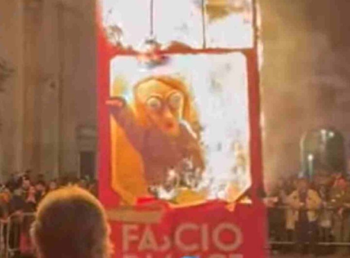 Il fantoccio della Meloni bruciato al Carnevale di Poggio Mirteto