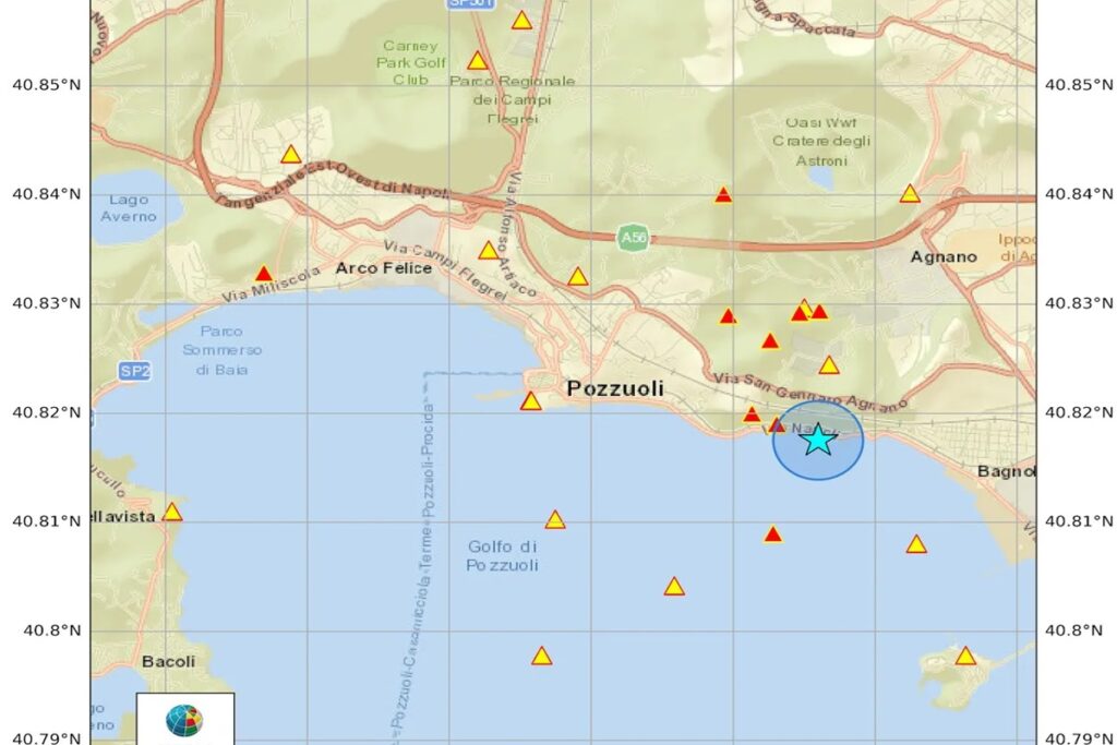 La mappa dell'epicentro del terremoto avvenuto nella notte