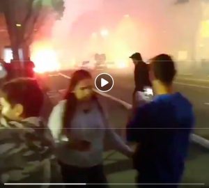 Fear in Marseille, glass of the shattered Lazio bus. Clashes between French fans and police