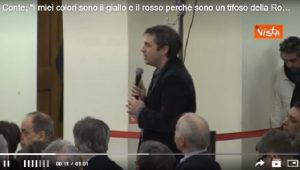 Giuseppe Conte: "I miei colori sono il giallo e il rosso perché sono un tifoso della Roma" VIDEO (Video Vista)