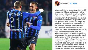 Atalanta, Toloi commovente su Instagram: "Mia moglie ha perso il bambino mentre io battevo la Juve''