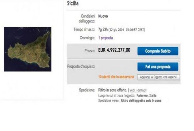 Sicilia in vendita su eBay a 5 milioni di euro
