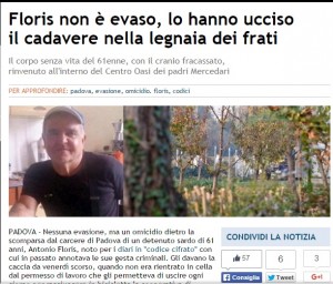 Antonio Floris, detenuto ucciso a bastonate: giallo a Padova
