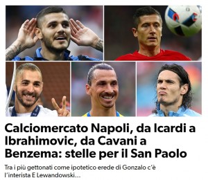 Calciomercato Napoli, via Higuain? Icardi, Ibra, Cavani o Benzema? Toto-attaccante